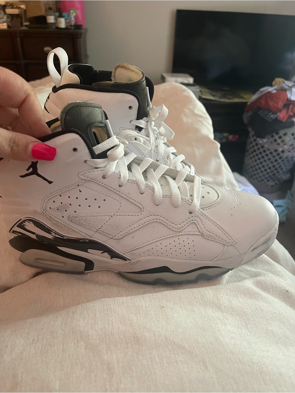 Nike White and Black High-Top Basketball Sneakers